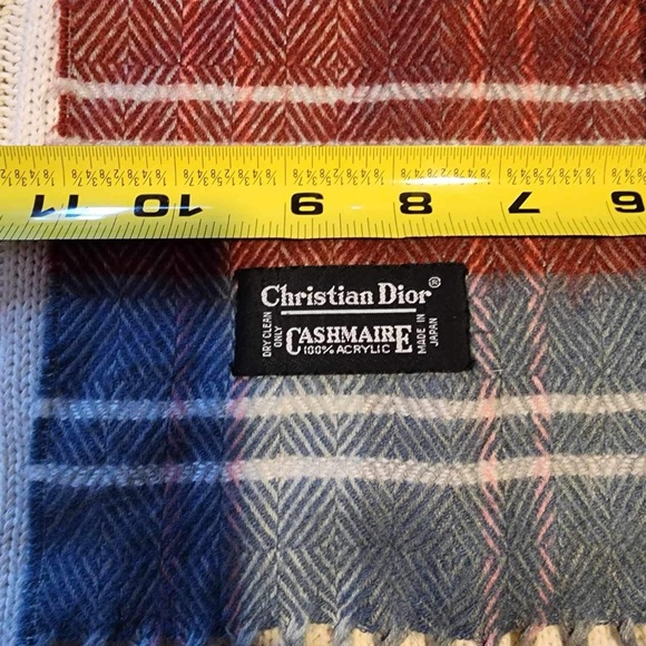 vintage Christian Dior plaid fringe scarf - Picture 2 of 3